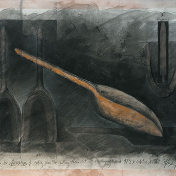 Karen McCoy, Two Scoops for Meniscus, 1989, Mixed media on paper 